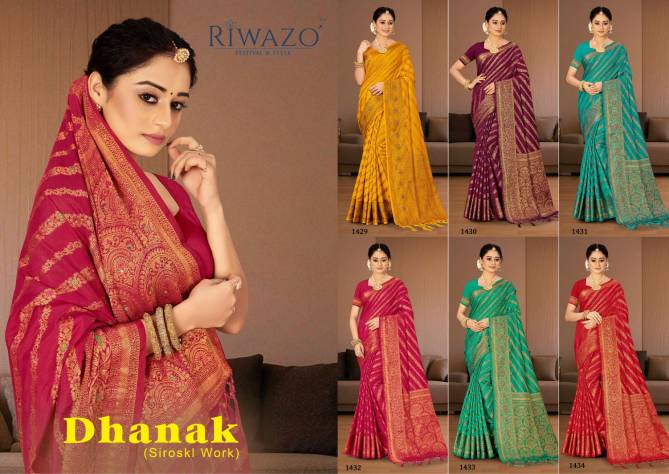 Riwazo Dhanak New Exclusive Wear Designer Organza Saree Collection